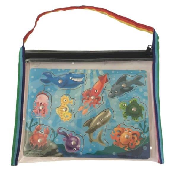 Clear Zippered Bag For Peg Board Puzzle Storage Children's Librarians Classroom Organization