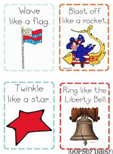 Patriotic Movement Cards Early Childhood Activity