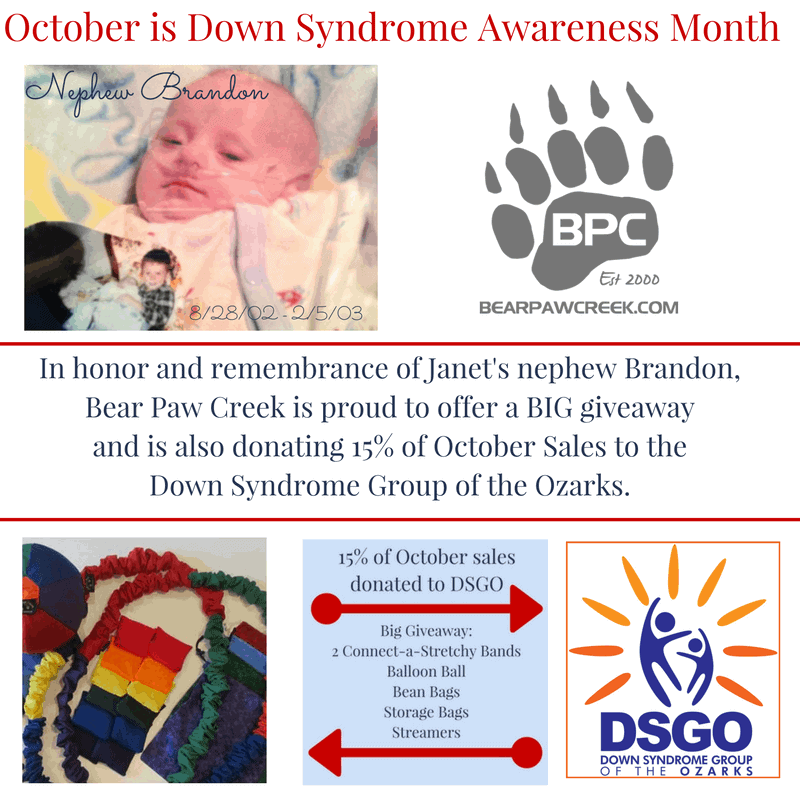 Down Sydrome Awareness Month Big Giveaway, donation of sales to local group