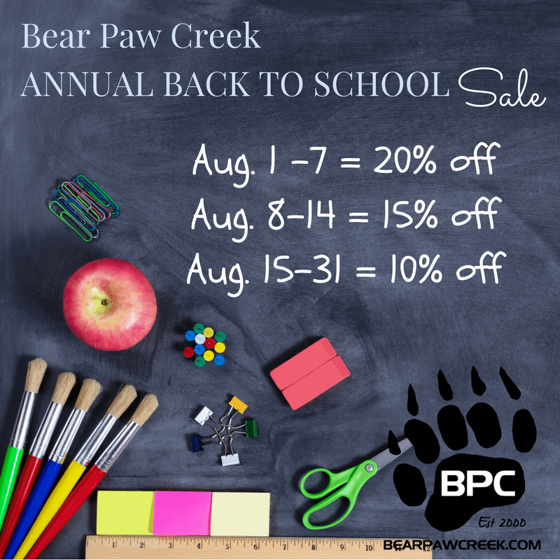 Bear Paw Creek's Annual Back to School Sale Early Childhood Music Education