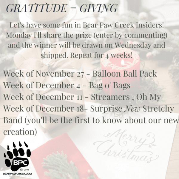 GRATITUDE = Four Weeks of GIVING Bear Paw Creek Customer Love