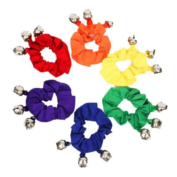 Colorful Rainbow Wrist Scrunchie Jingle Bells on Ribbons Music Together Early Childhood Teachers
