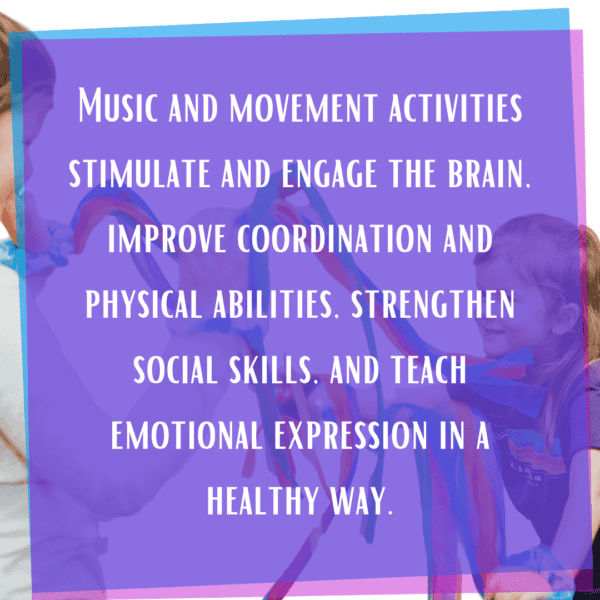 benefits of music and movement activities for kids. movement. creative movement. streamers. stretchy band. bean bag. parents. earlychildhood.