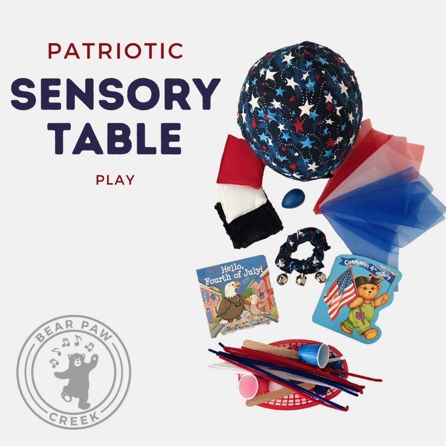 Patriotic Sensory Table Play For Toddlers and Preschool Listening Lessons
