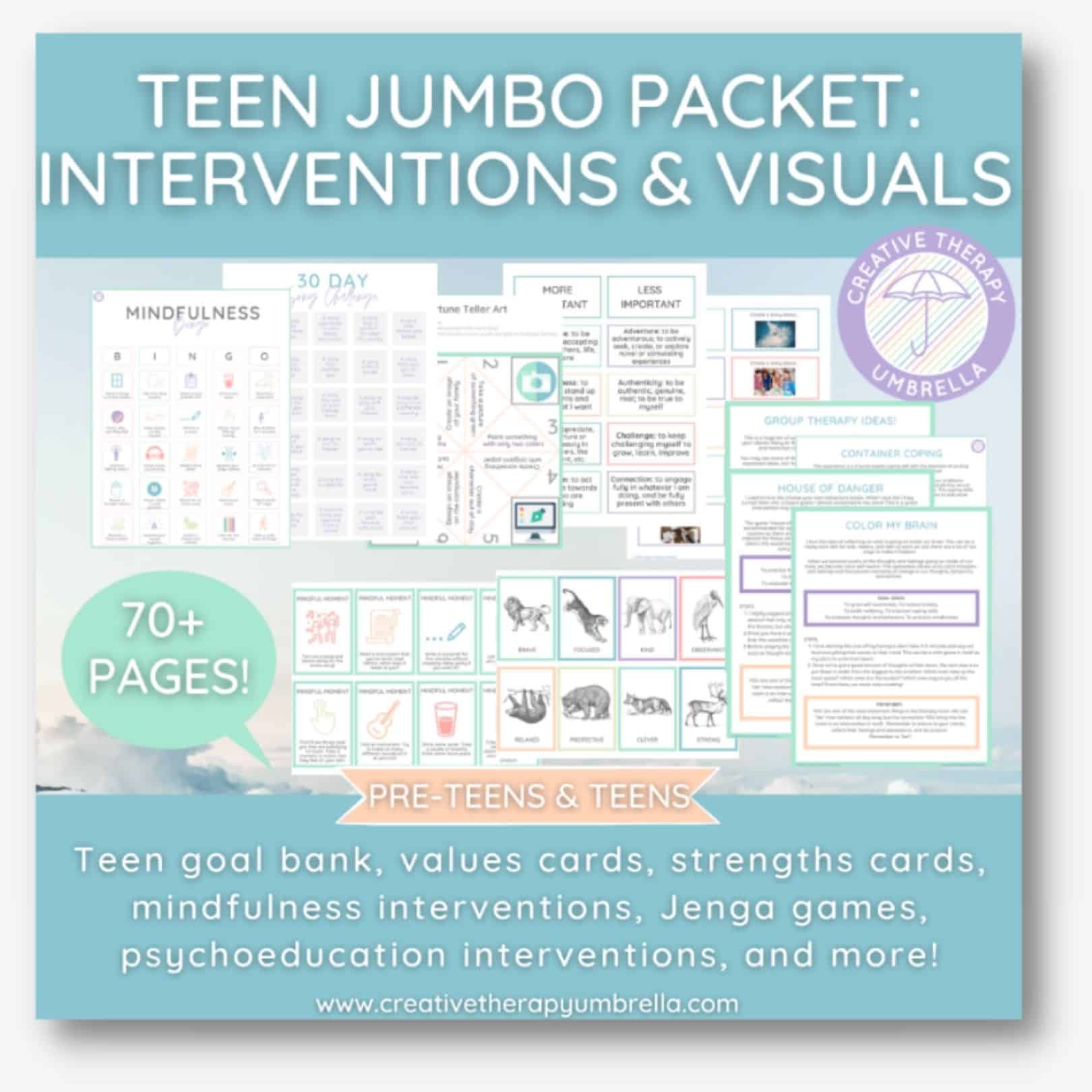 Creative Therapy Umbrella Teen Jumbo Packet Intervetions and Visuals Music Therapy