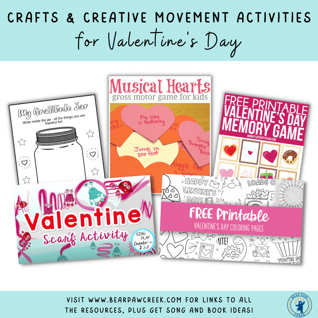 Best Free Creative Movement Activities and Crafts for Valentine's Day Best Valentine's Day Activities for Kids Bear Paw Creek Music and Movement Props Music Therapists and Parents