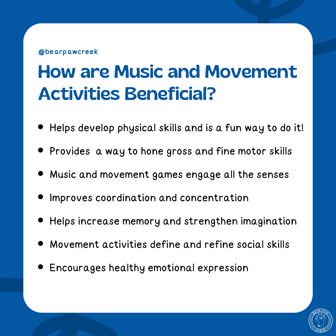 Bear Paw Creek Music and Movement Month The Benefits of Music and Movement for Early Childhood Development Best Music Education Teaching Tools Movement Props