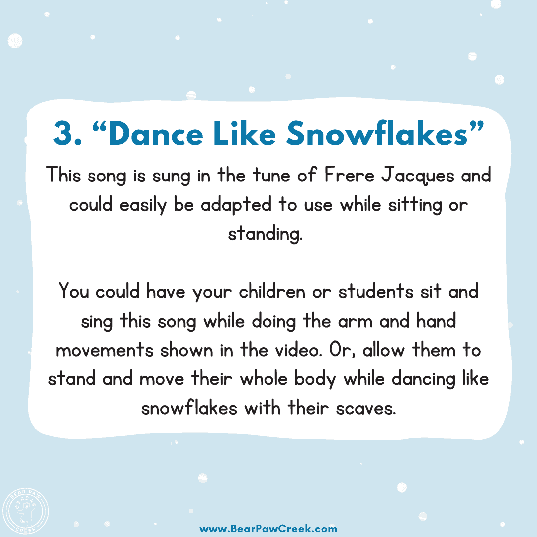 Dance Like Snowflakes Winter Scarf Song for Children Jbrary YouTube Playlist Bear Paw Creek Movement Scarves