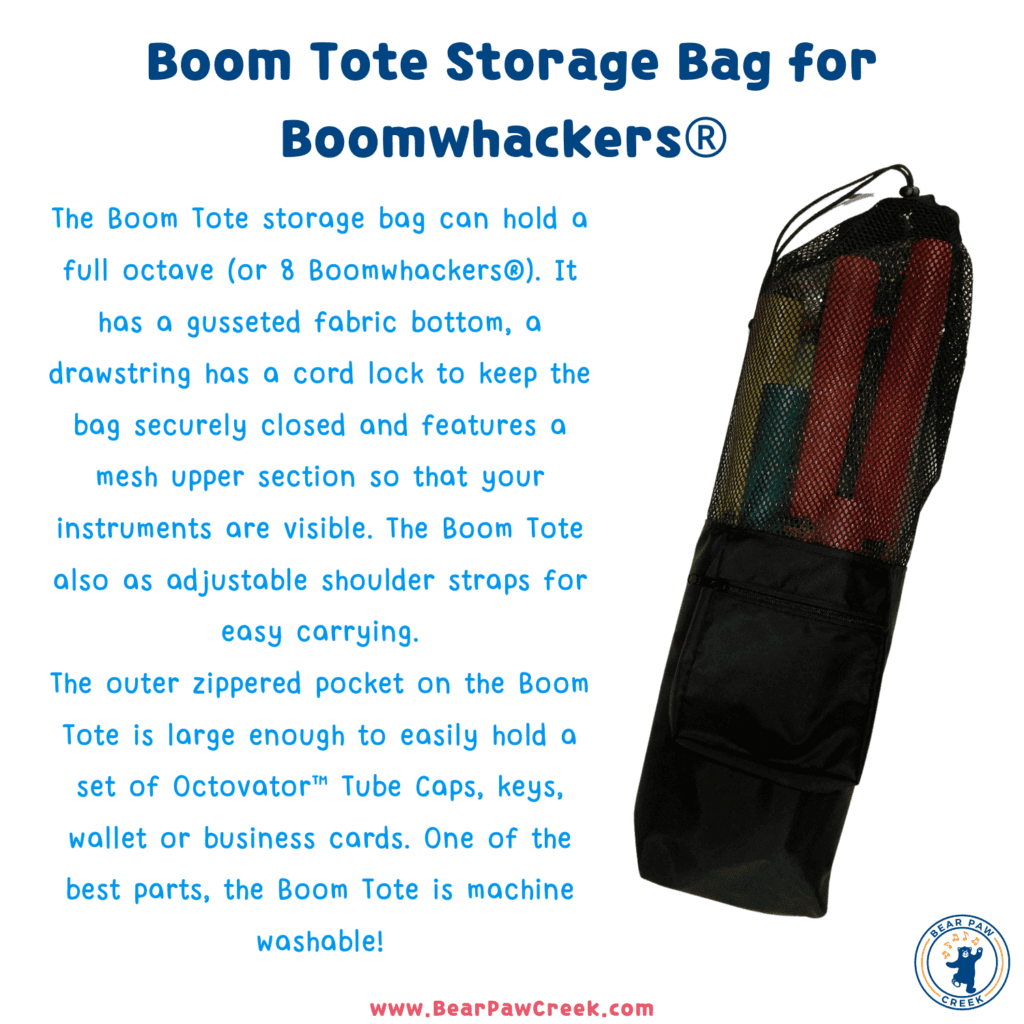 Best Boomwhacker Instrument Carry Bag Black Boom Tote Storage Bag with Mesh and Handles Traveling Music Therapist