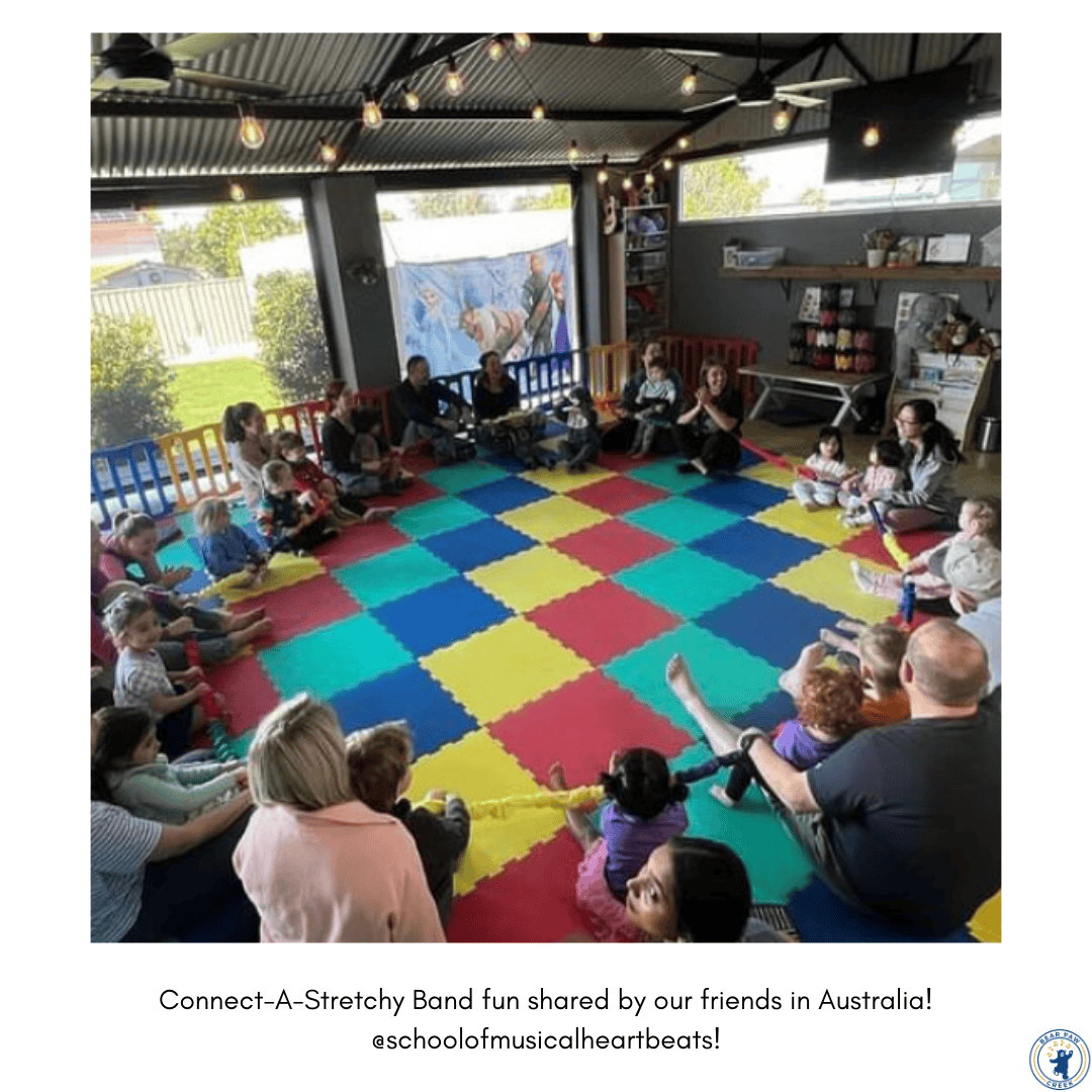 Bear Paw Creek School Of Musical HeartBeats Australia Stretchy Band in Music and Movement Activity