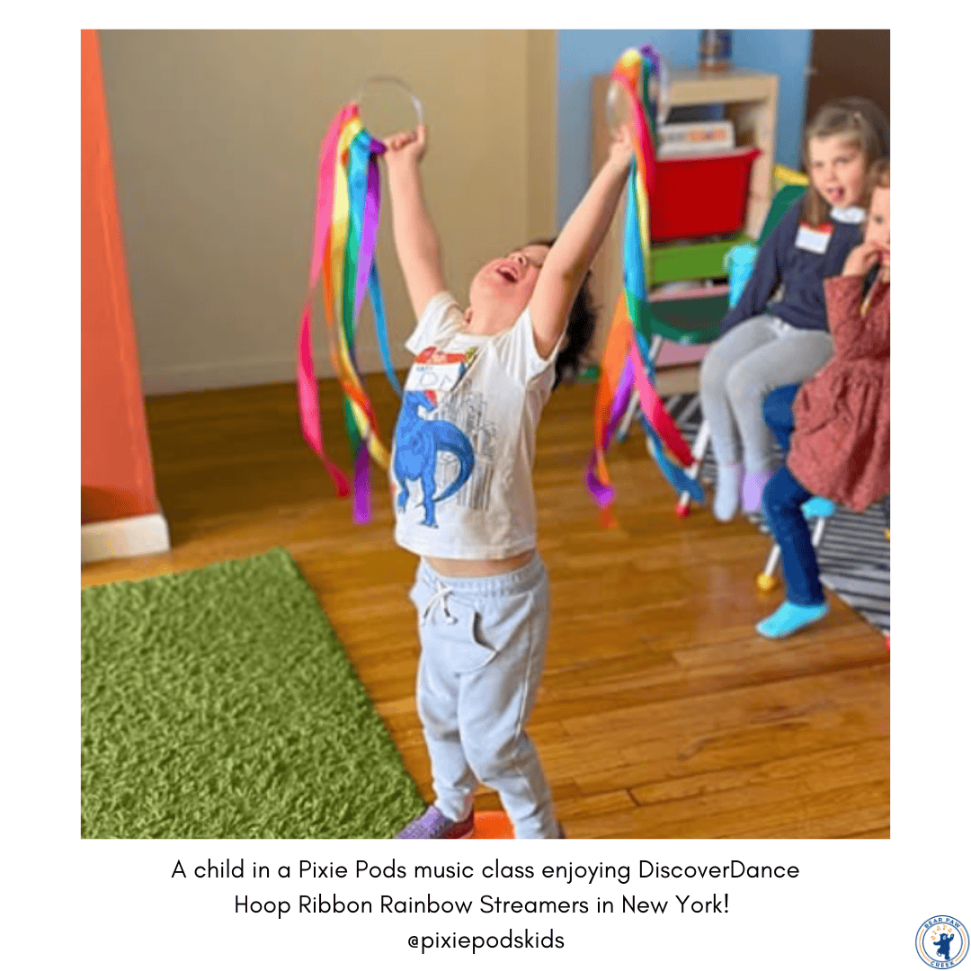 Pixie Pods Kids New York United States Music Classes for Kids Bear Paw Creek DiscoverDance Hoop Ribbon Rainbow Streamers