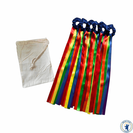 Bear Paw Creek 6 Pack Rainbow Ribbon Wrist Streamers for Music and Movement Class Best Props for Therapists